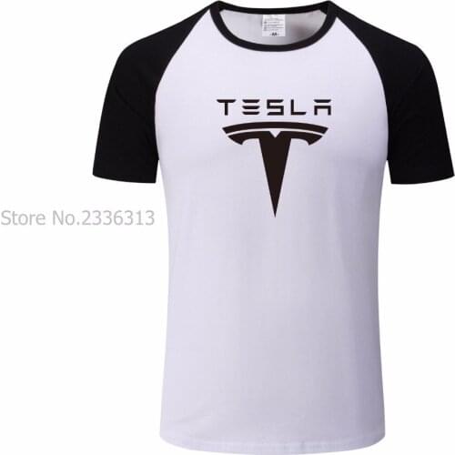 DIY cotton men Simple creative design Tesla T-Shirt Mens New Arrival raglan sleeve T shirt