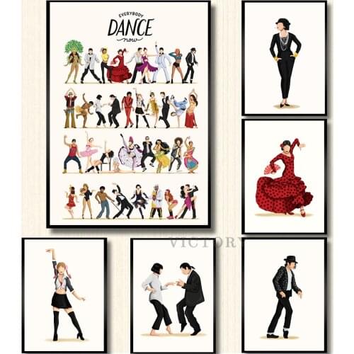 Dance Art Print Pulp Fiction Poster Classic Movie Poster Abstract Minimalist Wall Art Dancing Canvas Painting Bedroom Home Decor