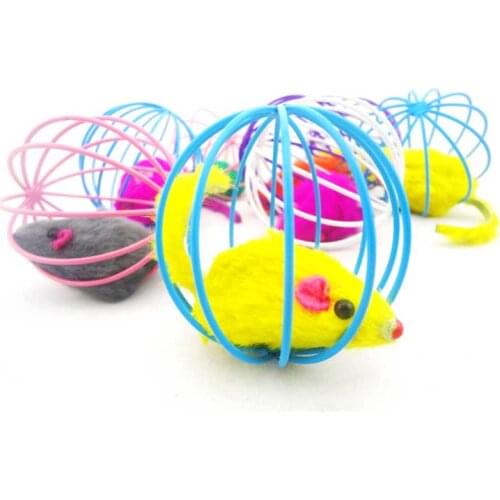 Cat Toy Small Bell Mouse Cage Cat Toy Mouse Plastic Artificial Colorful Cat Teaser Play Chewing Toy Pet Interactive Supplies