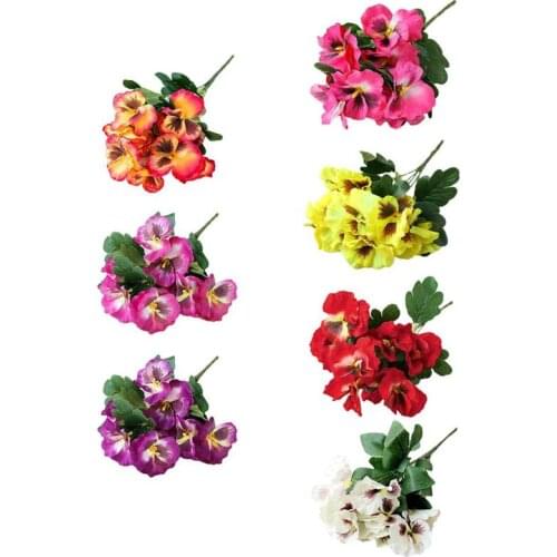10 Heads Artificial Pansy Flowers Silk Plants Outdoor for Hall Restaurant Hotel Decor Table Centerpieces Wedding Wall Flower