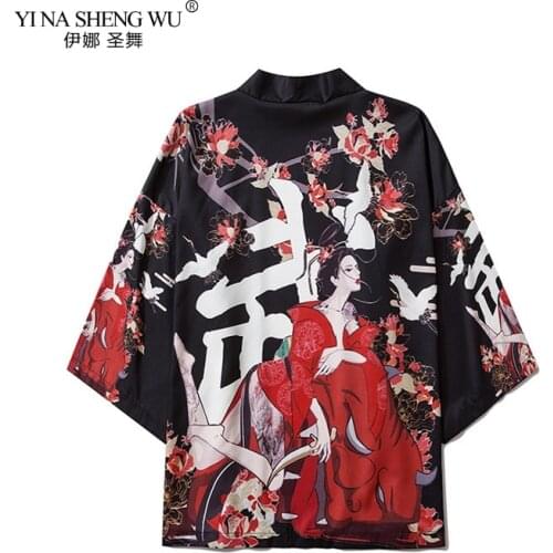 Kimonos Casual Vintage Print Women Clothes Traditional Kimonos Blusas Fashion Harajuku Men Japanese Sexy Beach Yukata Clothing