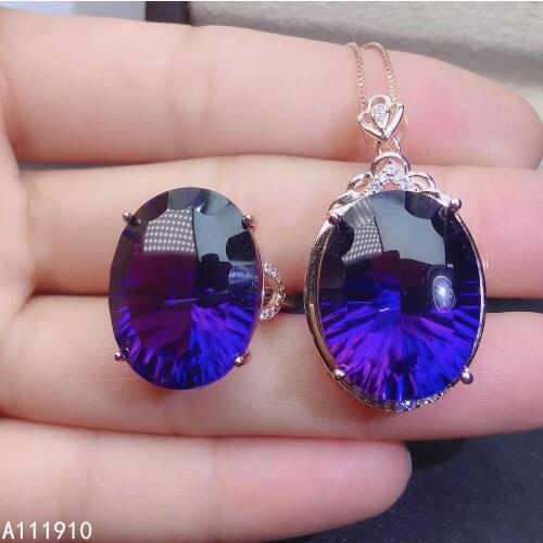 KJJEAXCMY fine jewelry 925 sterling silver inlaid Amethyst necklace pendant ring classic Womens Suit exquisite