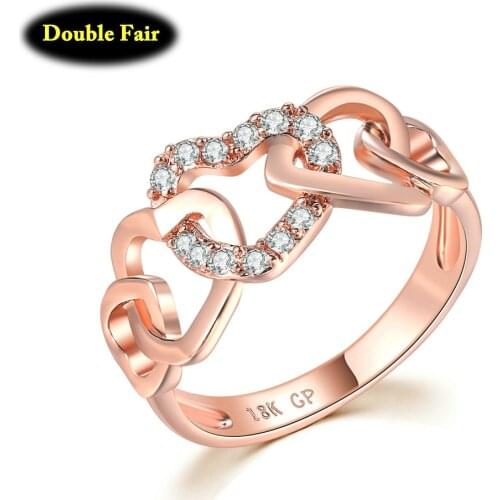 5 Big Love Hearts Connected With Shining CZ Stone Finger Rings For Women Girls Anniversary Jewelry Wholesale DWR668