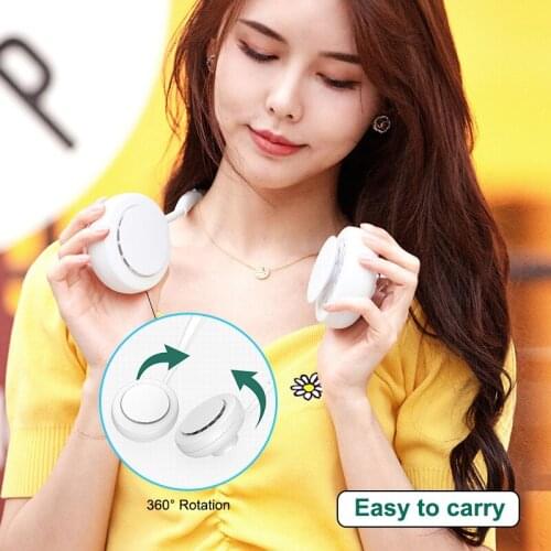Neckband Usb Mini Fan Portable Rechargeable Battery Handheld Small Hands Free Hanging Neck Fan Air Conditioner Cooler