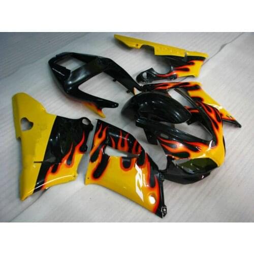 Motorcycle Fairing kit for YAMAHA YZFR1 98 99 YZF R1 YZF1000 1998 1999 ABS Flames yellow black Fairings set+Gifts YG47