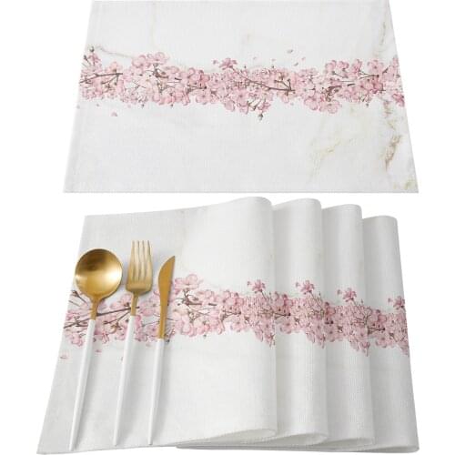 Cherry Blossom Marble Table Mats for Dining Table Kitchen Table Coaster Accessories Modern Home Decor car coaster