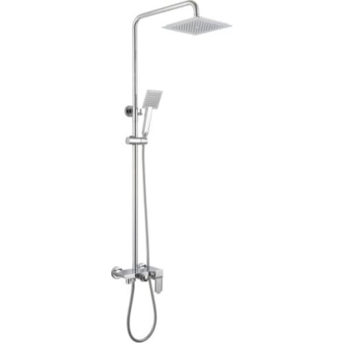 Brass Chrome Finish Shower Kit Bathroom Wall Mounted Shower Mixer Tap With Rainfall Square Shower Head ST351