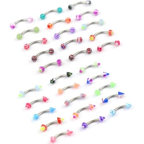 10/20/30PCS Stainless Steel Eyebrow Piercing Lot 16G Tongue Piercing Snake Eyes Pack Eyebrow Piercing Jewelry Lote Piercing Ceja