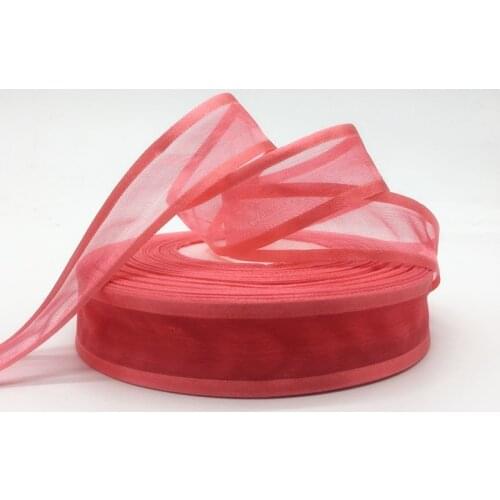 Wholesale 5Yards 1"(25mm) Watermelon Red Broadside Organza Ribbon Bow Wedding Christmas Party Wrapping Decoration Lace Crafts