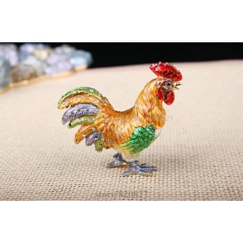 Rooster Chicken Jewelry Trinket Box Decorative Collectible Animal Gift Chicken Rooster Treasure Keepsake Box Figurine