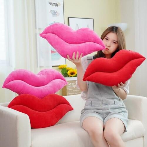 53/65cm New Sexy Lip Shaped Plush Soft Pillow PP Cotton Mat Cushion Valentines Day Gift Lovely Decorations Creative Gift