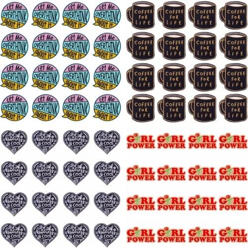 Prajna 10PCS Cartoon Letter Iron On Patches DIY Embroidery Stickers On Clothing Wholesale Stripes Hippie Badges T-shirt Applique