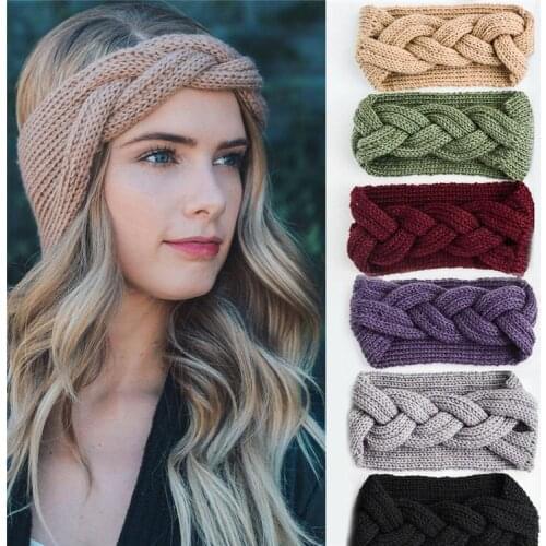 Raided Hair Band 7 Colors Women Knitted Headwrap Fashion Crochet Acrylic Headband Winter Girls Hair Accessories 100pcs