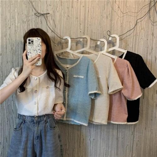 Shirts Summer New Temperament French Loose Wild Short-sleeved Shirt Design Niche Ladies Shirt Tops