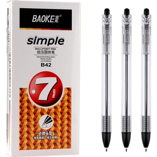 12 Baoke B42 Ballpoint Pen 0.7mm Blue Oil Pen Red Black Hand Press Ballpoint Pen Student Pen Office Supplies