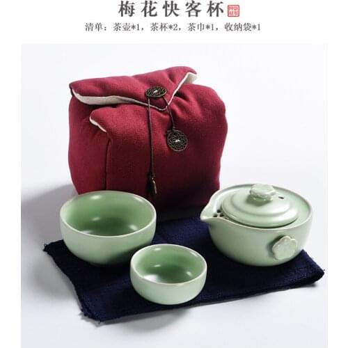 Ruyao ceramics teaware set 1 pot 2 cups portable tea set Trave teabag with towel