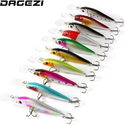 DAGEZI 10pcs/lot Fishing Lure 1.5-2.5M Deep swim hard fishing bait 11CM/13G artificial baits minnow fishing lures wobbler pesca