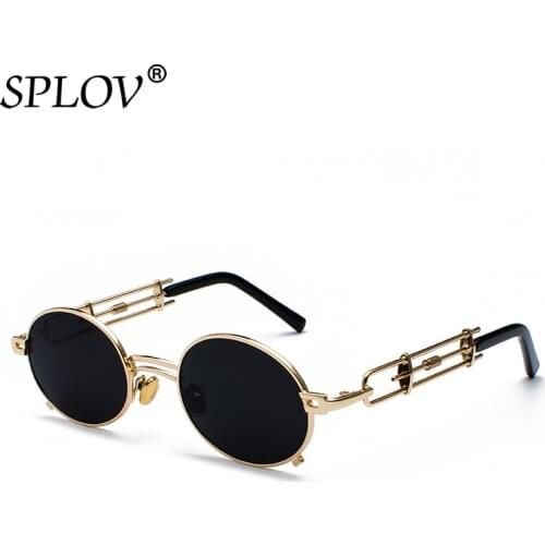 SPLOV Retro Round Streampunk Sunglasses Men Women Brand Designer Metal Sun Glasses Personality Small Circle Eyewear Oculos