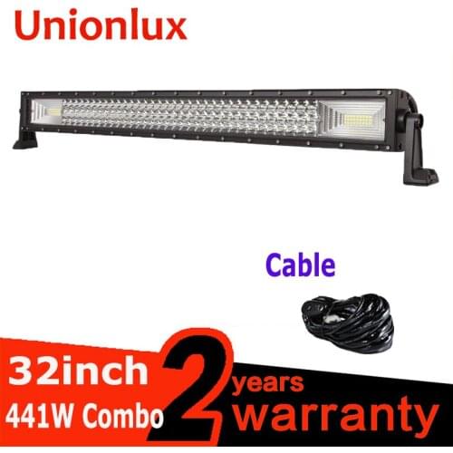 32inch 441W LED Work Light Bar Wiring movable bracket IP67 waterproof high power 32''7D Offroad Light SUV ATV Truck