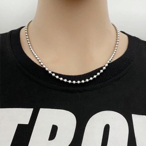 Titanium steel round bead chain stainless steel wave bead necklace simple men and women all-match sweater chain