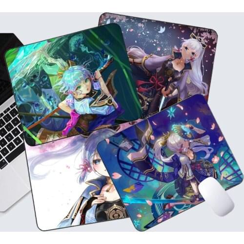 Ayaka Genshin Impact Mouse Pad Natural Rubber Creative Cute Mause Pad Waterproof Office Desk Accessories