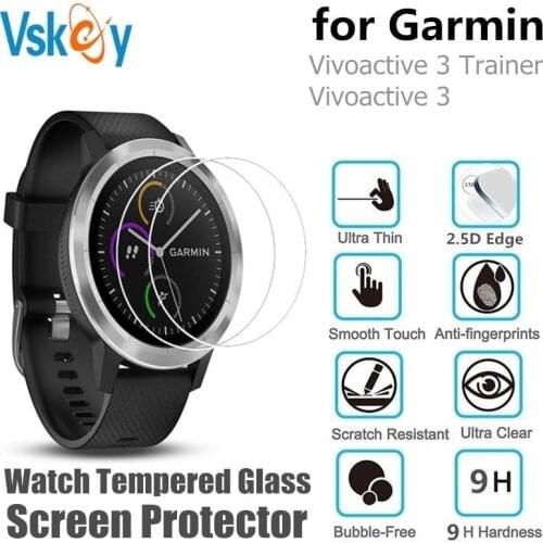 VSKEY 100PCS Tempered Glass for Garmin Vivoactive 3 Screen Protector Diameter 36mm Sport Smart Watch Protective Film
