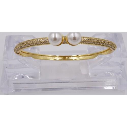 TOP quality Bracelet & bangles for women dubai gold color Cubic zirconia Simple Bangle african beads jewelry set wedding bangle