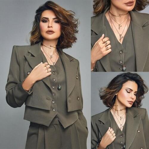 3 Pieces High Quality Women Suits Custom Made Double Breasted Loose Short Tops Blazer Fashion Casual Daily Wear Coat