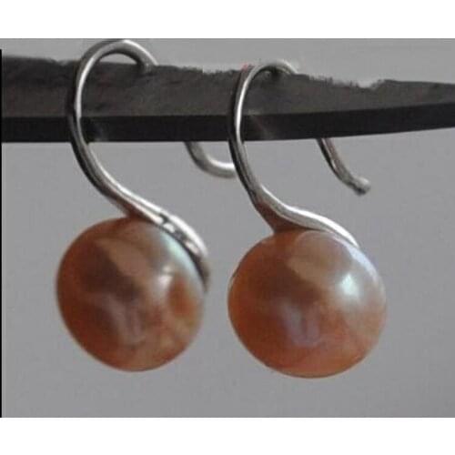 Woman Jewelry Earring 10mm Bright Pearl Dangle Hook Earring Real Natural Freshwater pearl white pink purple black