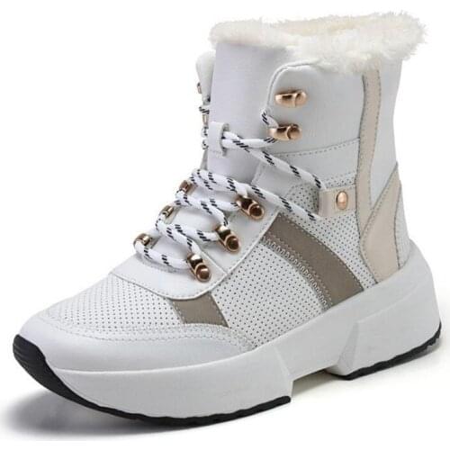 Womens Sneakers Size 36-41 Winter Thick Fur Women Boots Waterproof Women Snow Boots Warm Mid-Calf Boots Outdoor Hiking Boots