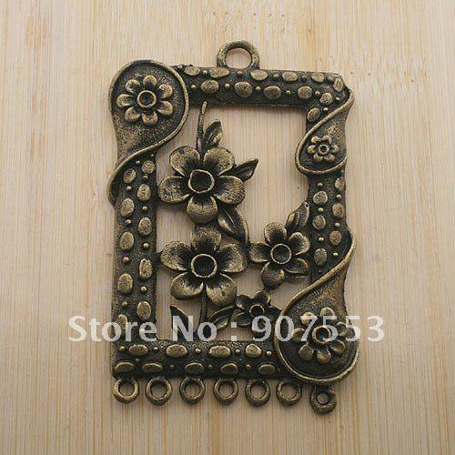 1pcs huge antique bronze Flower frame charms pendants G268