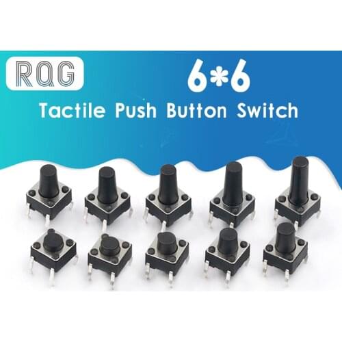 10 models 100pcs 6*6 Tact Switch Tactile Push Button Switch Kit, Height: 4.3MM~13MM DIP 4P micro switch 6x6 Key switch