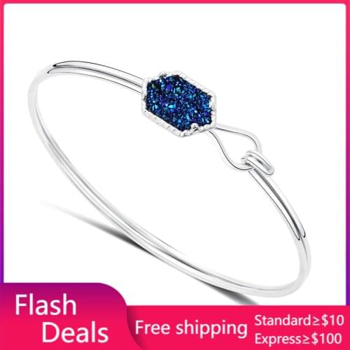 14 Options Druzy Drusy Bracelets Resin Crystal Stone Bracelet Bangle Gold Color Brand Jewelry Women