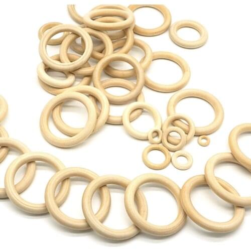15-100MM Natural Wooden Circle DIY Crafts Embellishment For Jewelry Making Wooden Ring Children Kids Teething Wooden Ornaments