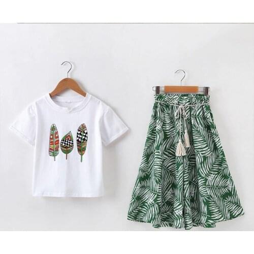 2020 kids clothes children clothing set New Summer Item Girl Suit Including T-shirt+Print Skirt 2pcs Per Set