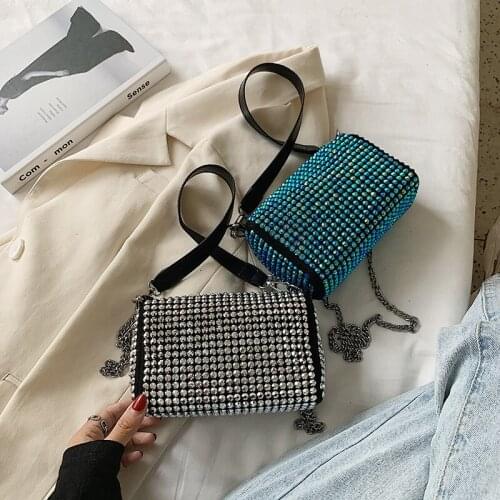 2021 fashion luxury diamond mini chain ladies armpit bag crossbody elegant women handbags with rhinestones