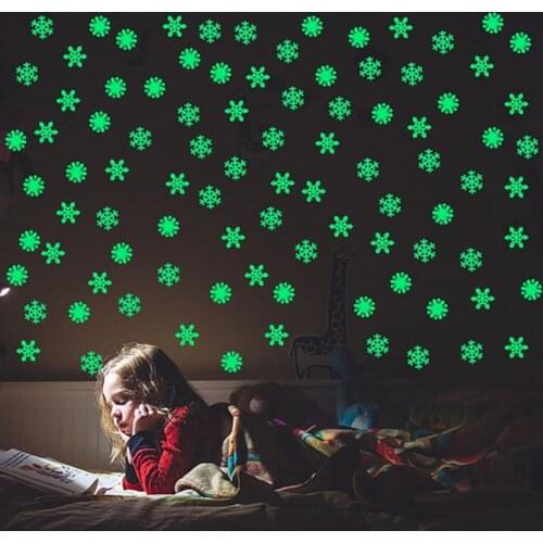 3D Snowflake Wall Stickers For Kids Rooms Glow In The Dark Luminous for Kids Bedroom Fluorescent Home Ceiling Decor Decal