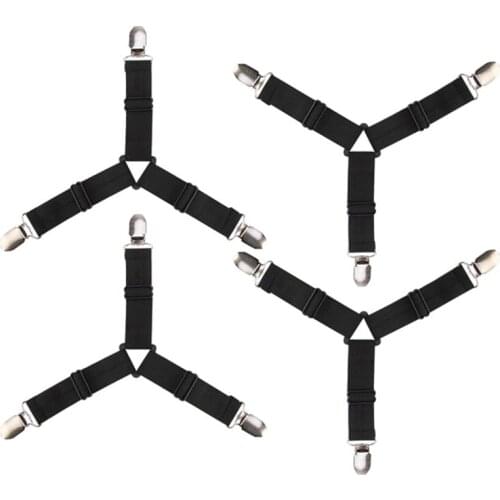 4Pcs/set White Black Elastic Bed Sheet Strong Clip Grippers Bed Sheet Adjustable Bed Sheet Clip Bed sheet Belt Fastener Mattress