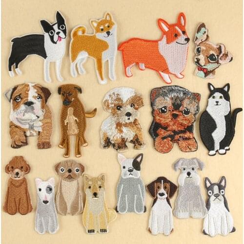 5PCS Corgi /husky Embroidery Patches for Clothing Cartoon Dog Animal Applique Iron on Patches for Clothes Stickers Wholesale