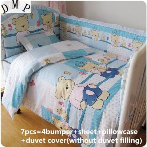 Promotion! 6/7PCS Baby Bedding Set Cot Crib Bedding Set for girls boys cuna baby bed bumper ,Duvet Cover,120*60/120*70cm