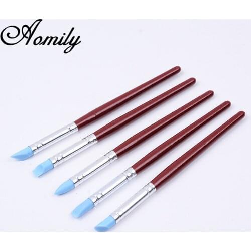Aomily 5pcs/Set Food Cupcake Sugar Craft Style Mold Decorating Brush Silicone Fondant Shaping Pen Sugar Craft Tool For Baking