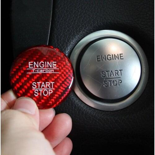 BBQ@FUKA Carbon Fiber Car Start Stop Button Cover Trim For Mercedes Benz C Class GLC C200l