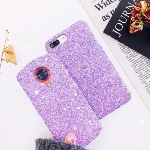 Purple Color Glitter Hard Phone Case For iphoneX 8 8 plus 7 7 plus 6 6s plus Meitu T8 M8 M6 V6 Shinning Back Cover
