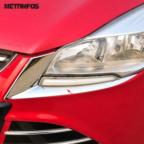 For Ford Kuga Escape 2013 2014 2015 Chrome Front Head Light Lamp Eyebrow Eyelid Molding Trim Decoration Accessories Car Styling