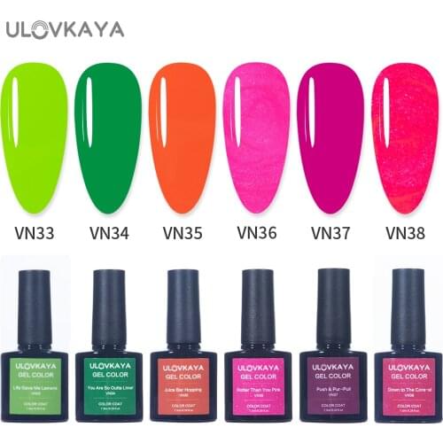 ULOVKAYA Nail Gel Polish Shining Magenta Green Color UV Gel Varnish For Nail Art Design Semi Permanent Nail Gel Lacquer 7.3ml