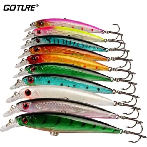 Goture 10pcs Minnow Fishing Lure 11CM 13G Artificial Baits Hard Fishing Wobblers Swimbait Diving Depth 0.6-2.0m Floating Lures