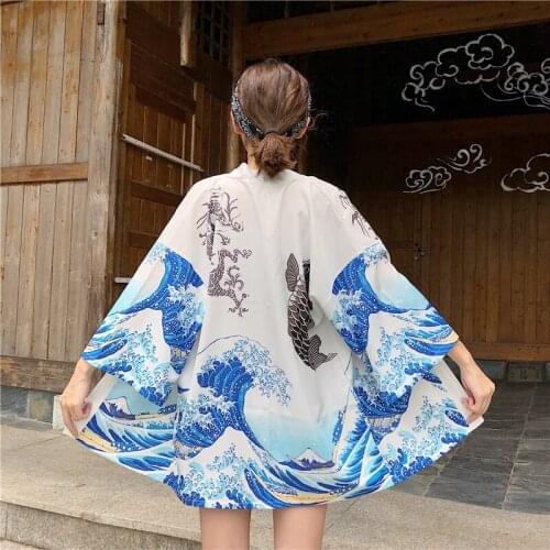 Kimono Women Yukata Japanese Clothes Summer Asian Streetwear Print Kimono Cardigan Shirt Women Japanese Robe Haori Kimonos 31204