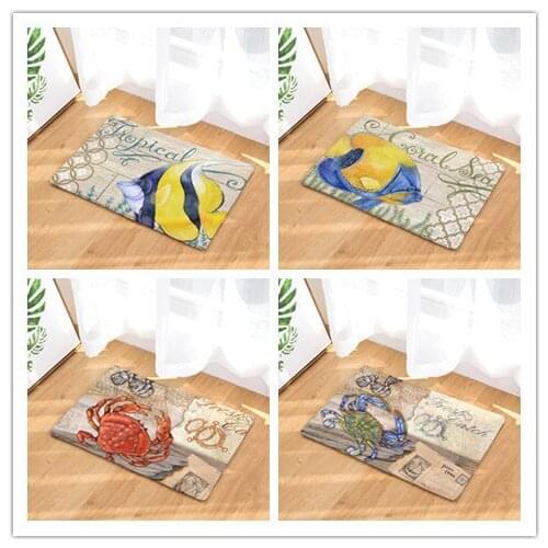 New Arrive Ocean Series Door mat Entrance Door Light Thin Flannel Cute Cartoon Cozy Carpets Home Decor Kitchen Mats