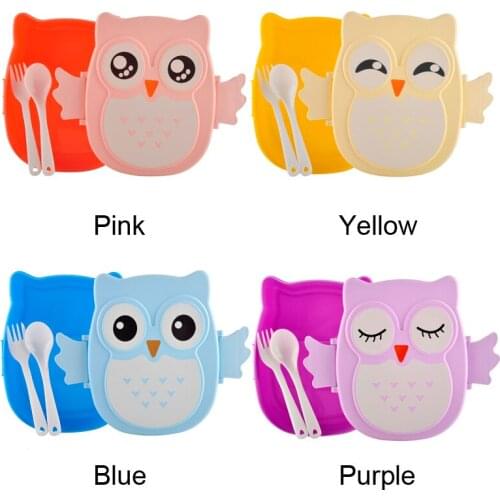 Cute Cartoon Owl 2 Layer Lunch Box Food Container Storage Box Portable Kids Bento Box Gift