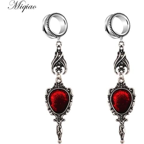 Miqiao 2pcs Hot-selling New Stainless Steel Bat Ears with Bloody Magic Mirror Earrings 6mm-30mm Exquisite Piercing Jewelry
